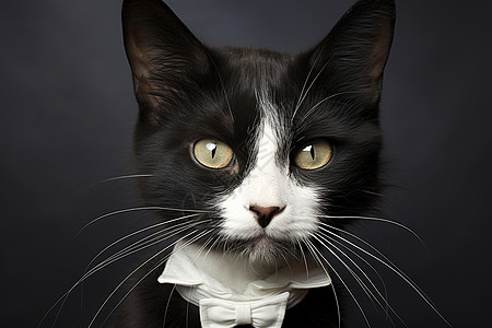 黑白猫穿着西装图片