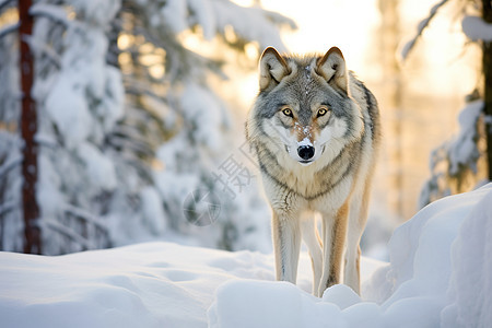 冬日林间的狼图片