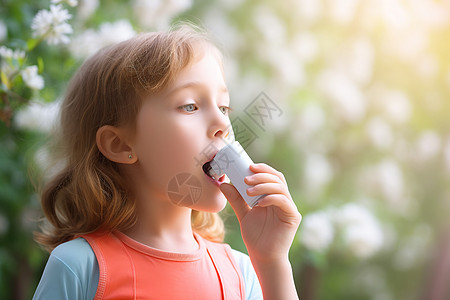 小女孩使用哮喘药物图片