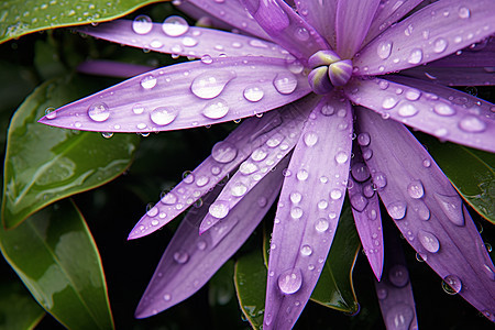 雨后花朵上的水滴背景图片