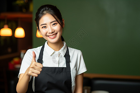 餐厅中的女服务员背景