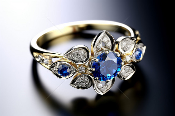 美丽的蓝宝石戒指图片