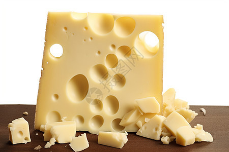 带孔的瑞士奶酪块图片