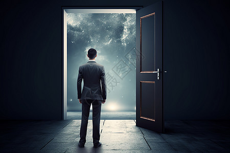 男人站在房间门口背景图片