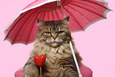 拿着雨伞的猫高清图片