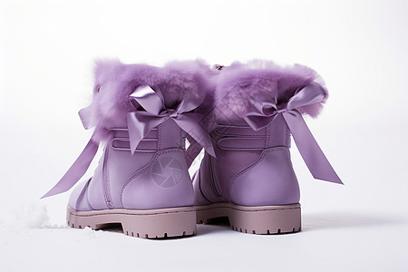 紫色蝴蝶结雪地靴图片