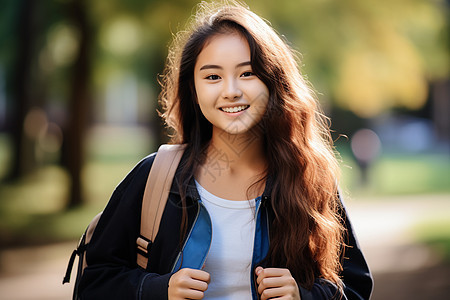 校园里的女孩图片