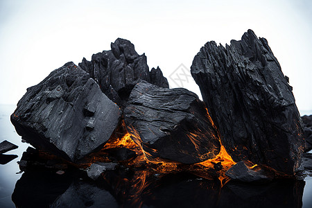 木炭燃烧的火焰图片