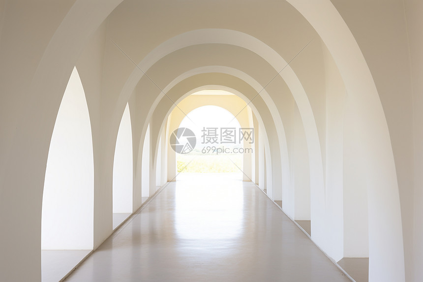 空旷的拱门走廊图片