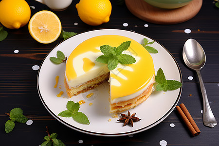 美味的柠檬奶酪蛋糕图片