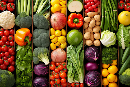 农产品宣传页拼贴的鲜果蔬菜背景
