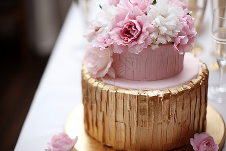 蛋糕上的鲜花图片
