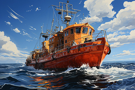 大海上停靠的救生艇图片