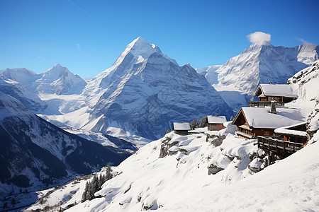 美丽的雪山阳光冬至高清图片