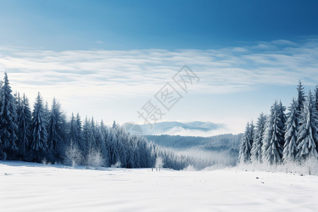 冬日温泉冬日雪山风景背景