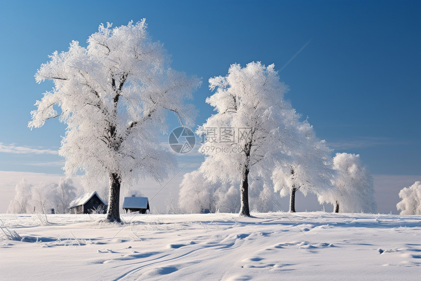 冬日雪地雾凇图片