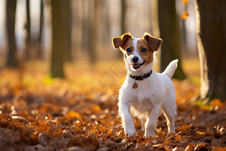森林漫步的狗图片