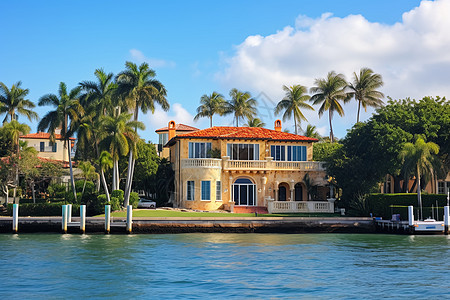 海景建筑现代豪华海景别墅建筑背景