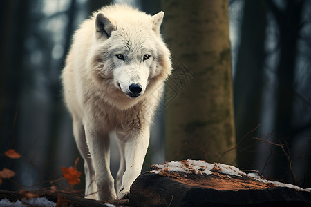 荒野中行走的白狼图片