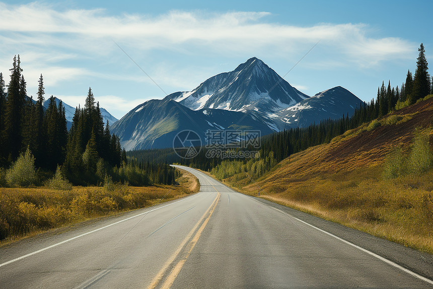 寂静的山间公路景观图片