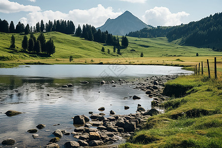 美丽的夏季山间景观图片