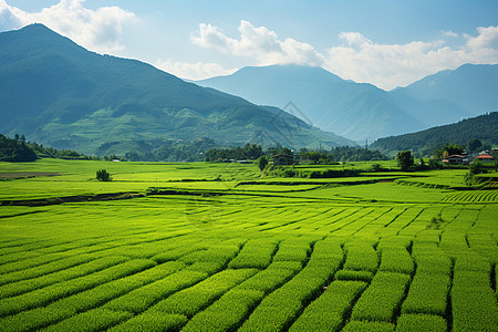 宁静的乡间稻田景观背景