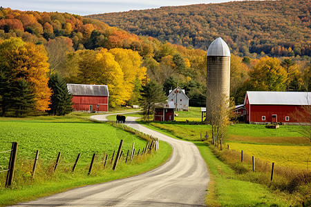 秋季的田园牧场景观图片