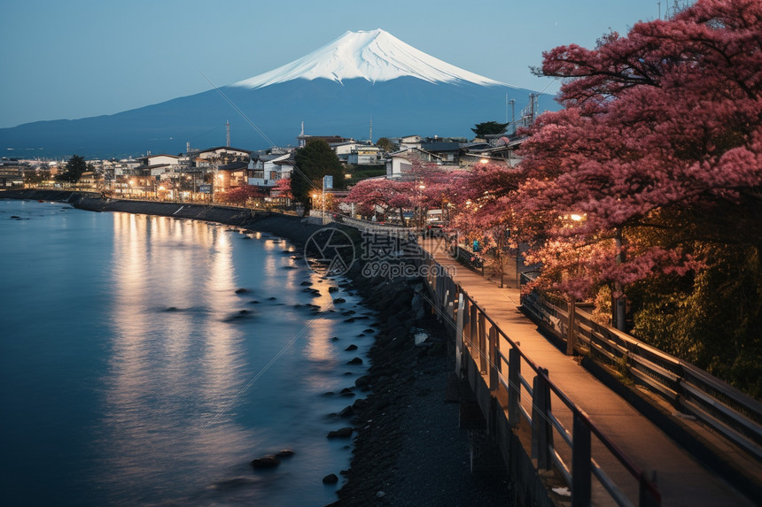 富士山下的美丽风景图片