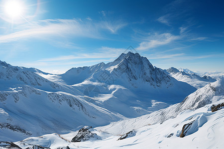 欧洲阿尔卑斯的雪山高清图片