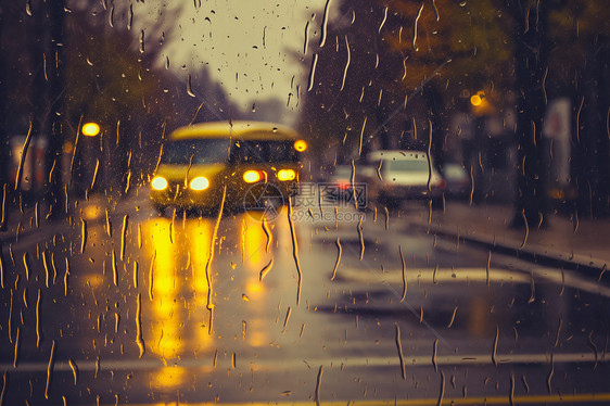 雨天中的城市风景图片