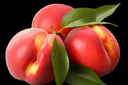 新鲜采摘的桃子背景图片