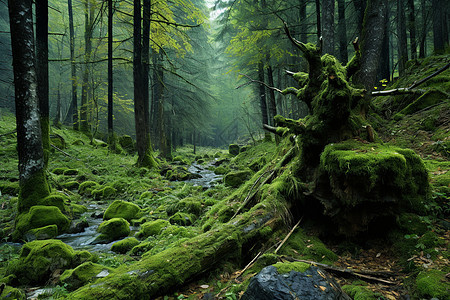 覆盖森林的自然苔藓图片