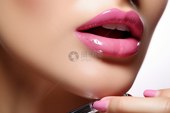 女人粉色的嘴唇图片