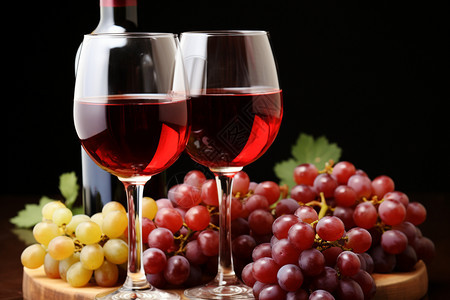 可口的葡萄和红酒图片