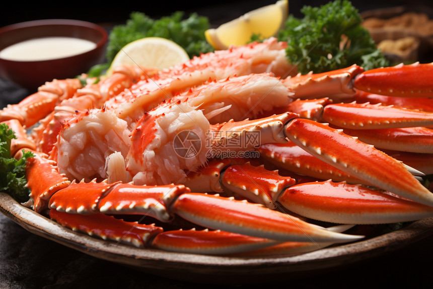 烹饪的美味蟹排食物图片