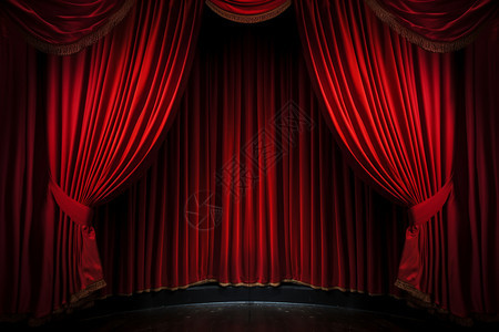 舞台上红色的帘子图片