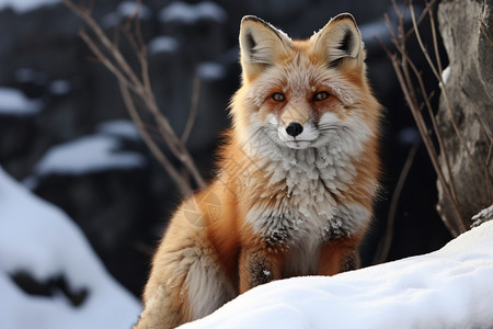 雪地中的狐狸图片