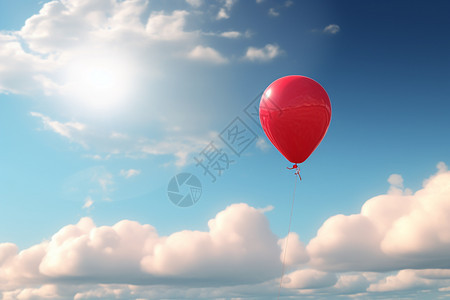 空中的红色气球图片
