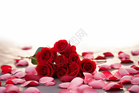 浪漫的花瓣和花束图片