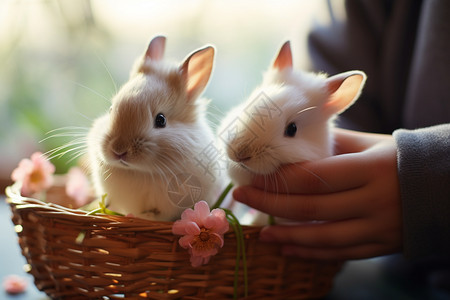 白色的可爱兔子图片