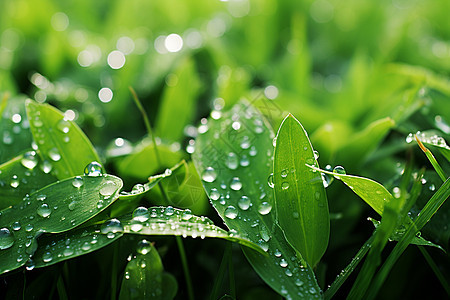 雨后清新的绿叶图片