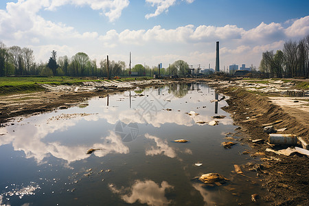 乡村河流的环境破坏景观图片