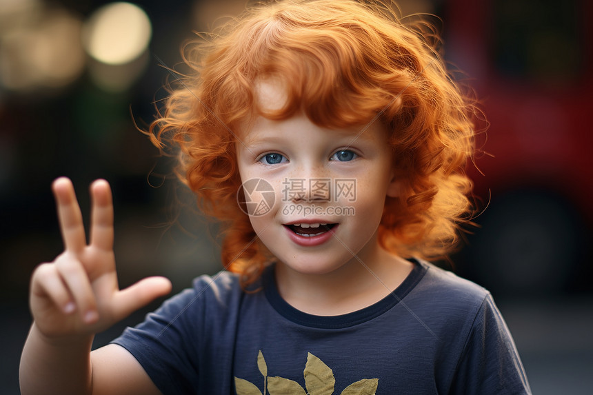 可爱的橘发小男孩图片