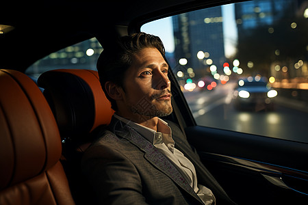 车内成熟的商务男子图片