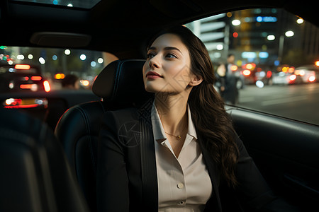 车内美丽的商务女性图片