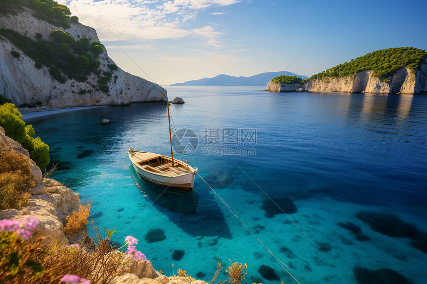 夏季度假海滩的美丽景观图片