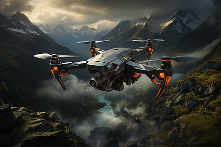 科技无人机飞行的机器飞行机背景