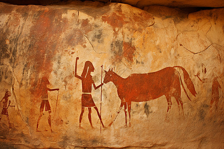 古人绘制的远古壁画背景图片