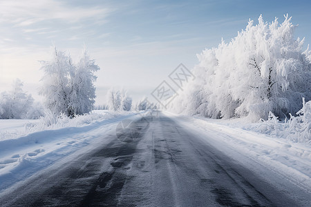 冬季雪后的乡村道路图片