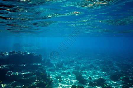 海底的岩石和水波纹背景图片